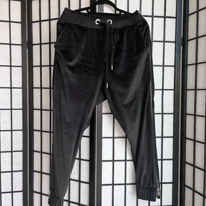 ASOS X LaQuan Smith Men’s Tapered Black Velour Track Pants w/ Zips / Small